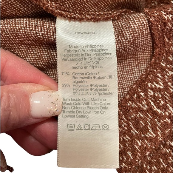 Madewell Square Neck Puff Sleeve Top Brown And Cream Pattern Large - Picture 6 of 6